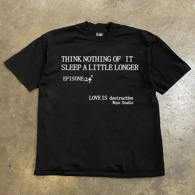 

Heavyweight 260g Pure Cotton Couple's Loose Fit English Lettering T-Shirt Men's Women's American Style Retro Fashion