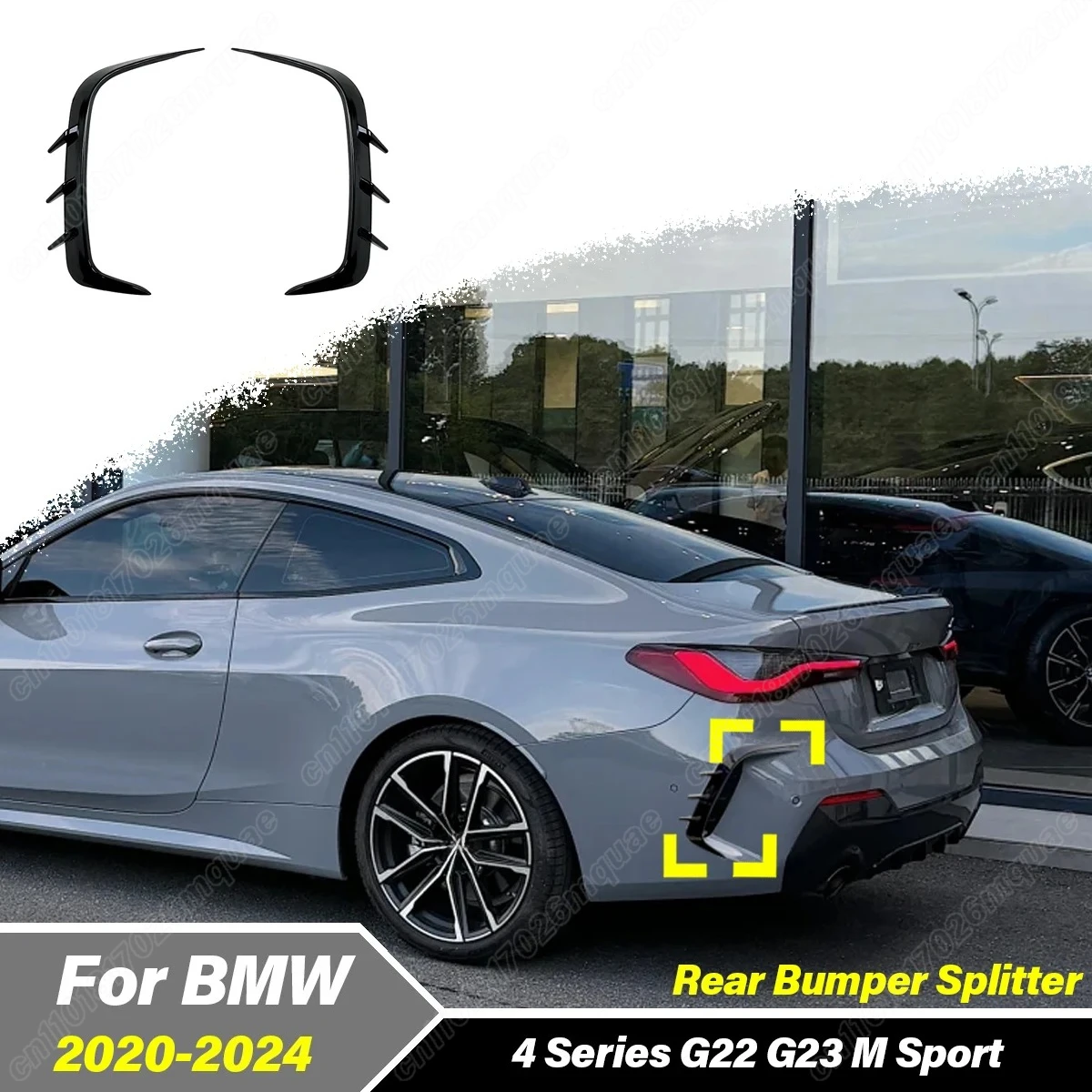 

For BMW 4 Series G22 G23 425i 430i M440i M Sport 2020 2021 2022 2023 2024 Rear Bumper Splitter Air Vent Cover BodyKits Accessory