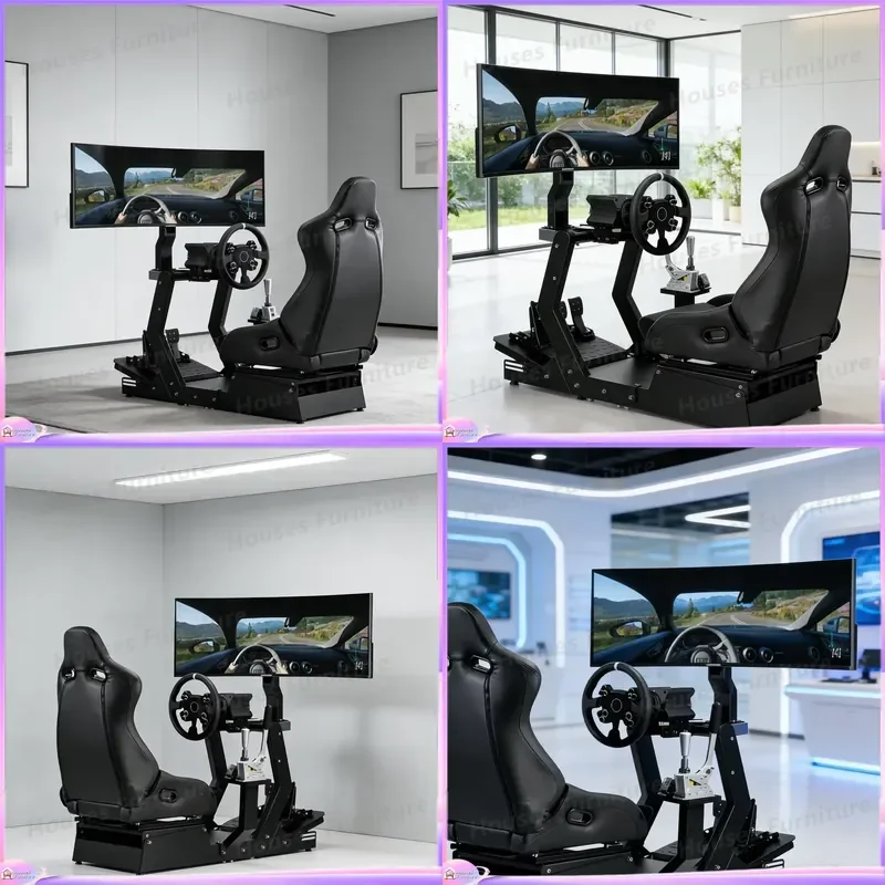 210 Racing Simulator Cockpit Ergonomic Gaming Chair with Gear Shifter Bracket Adjustable Driver Seat for PC PS4 Xbox Steering