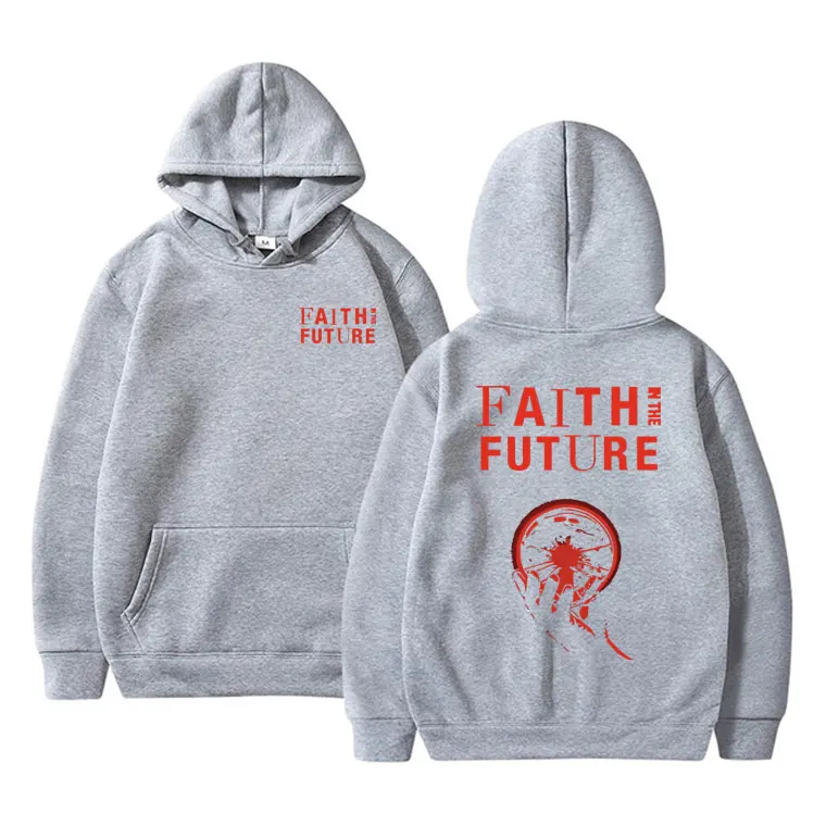 Hoodie unissex Faith in The Future, pulôver de grandes dimensões masculino, moletom feminino, streetwear vintage casual, agasalho com capuz