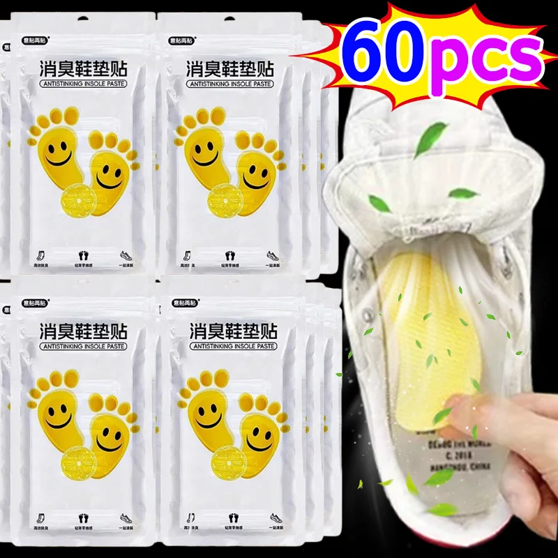 

60pcs Shoes Odor Deodorant Paste Shoe Insole Freshness Stickers Deodorizer Footwear Stink Antibacterial Removal Patch Foot Care