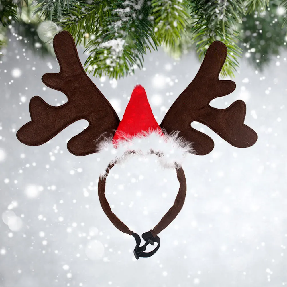 

Christmas Headband Red Pattern Dog Antler Hoop For Xmas Party Photo Costume Accessory Dog Xmas Head Hoop Pet Christmas