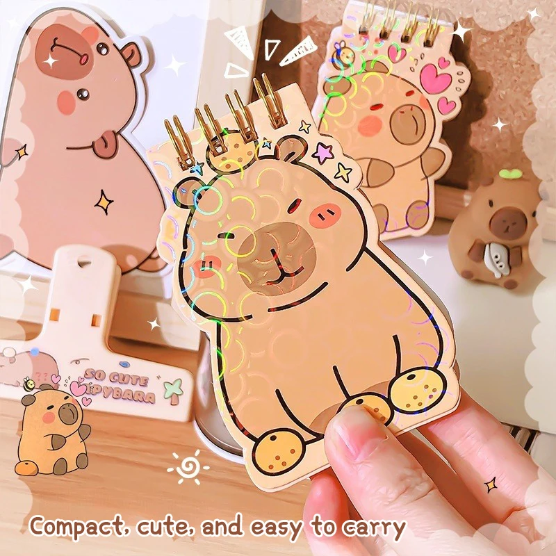 2Pcs Cute Cartoon Capybara Coil Notebook Mini Memo Book Student Notebook Capybara Cute Notebook School Writing Tool Supplies