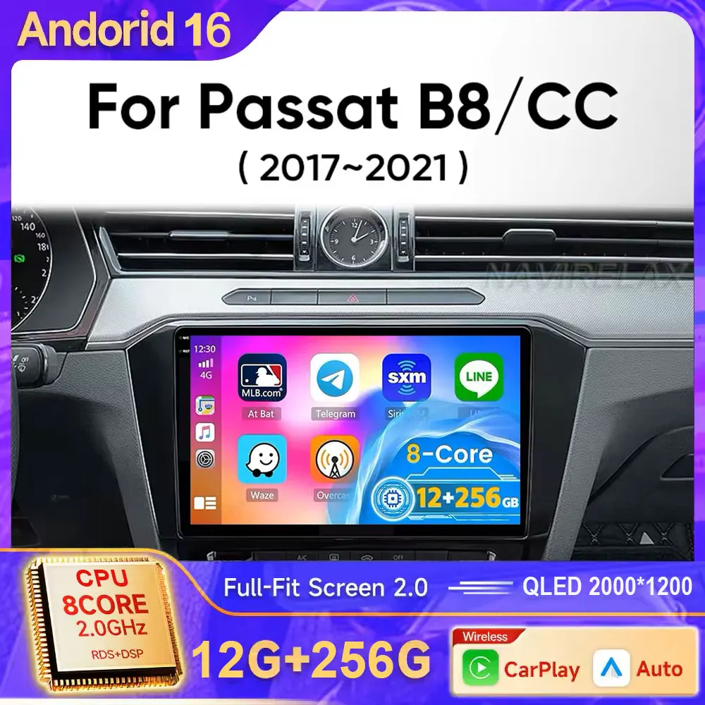 For Volkswagen VW Magotan Passat B8 2015 2016 2017 2018 2019 2020 2021 Android 16 Carplay Car Radio GPS Player Multimedia Stereo