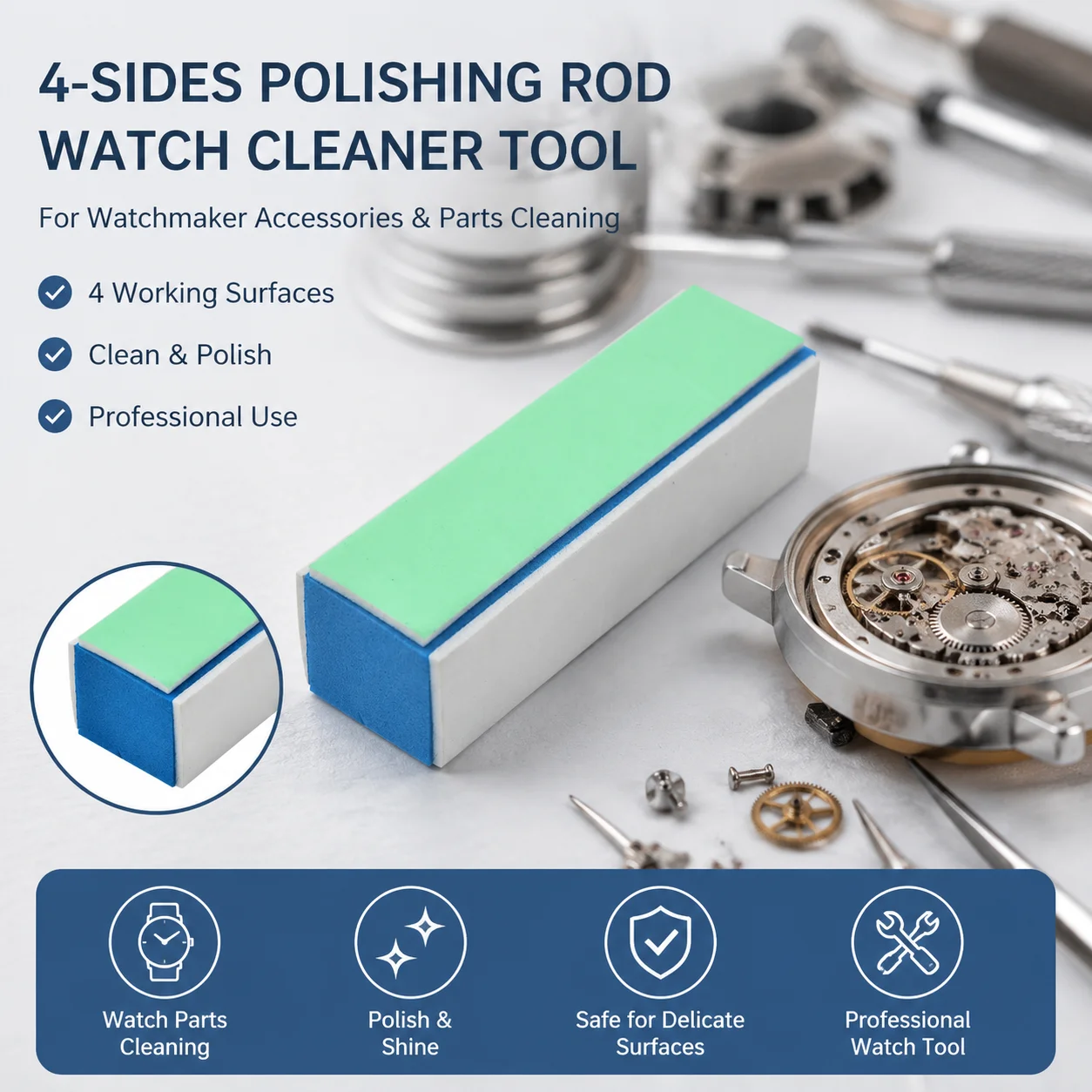 For Watchmaker Accessories Tools 1-5pcs Watch Cleaner Rod 4 Sides Mesh Polishing Files Wrist Watch Parts Clean Polish Tool Rod