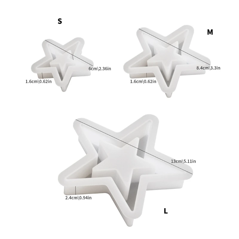 Molde silicona estrella multiusos ZB91 para adornos elegantes para árboles Navidad