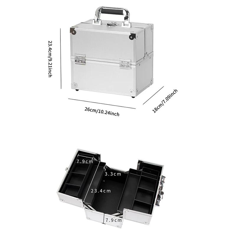Professional Makeup Box Multi Layer Nail Art Embroidery Toolbox and Makeup Handheld Makeup Box New Aluminum Alloy Storage Box