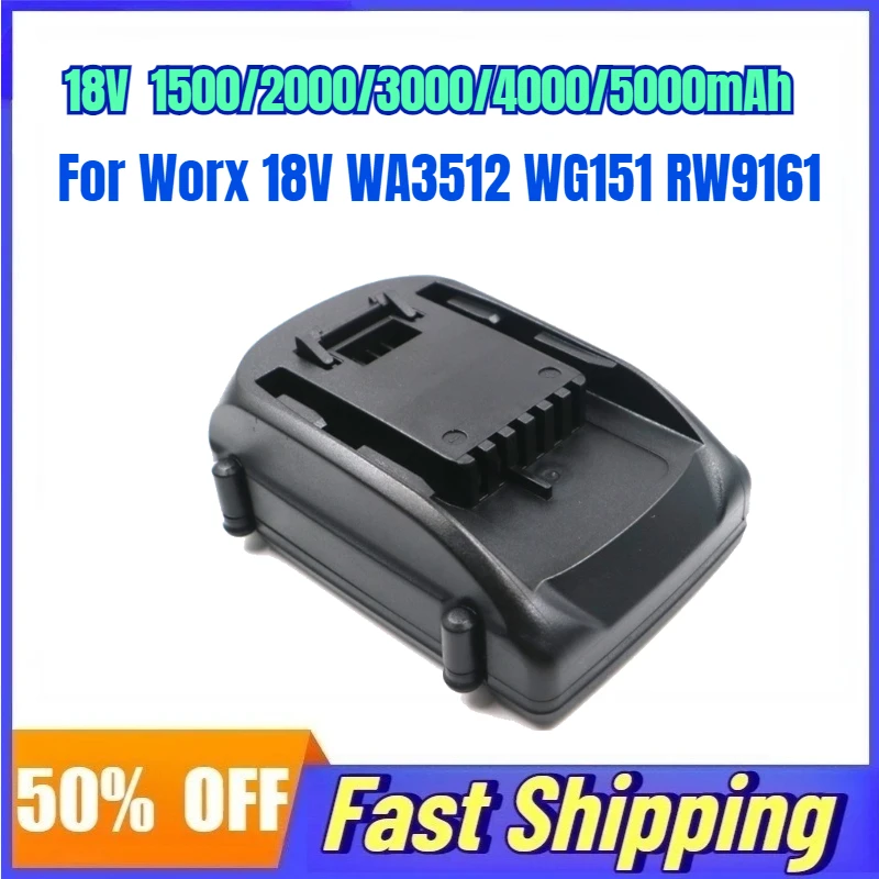 

18650 18V 5000mAh Rechargeable Battery for Worx WA3512 WG151 RW9161 Electric Drill Electric Saw Impact Drill Lithium Battery