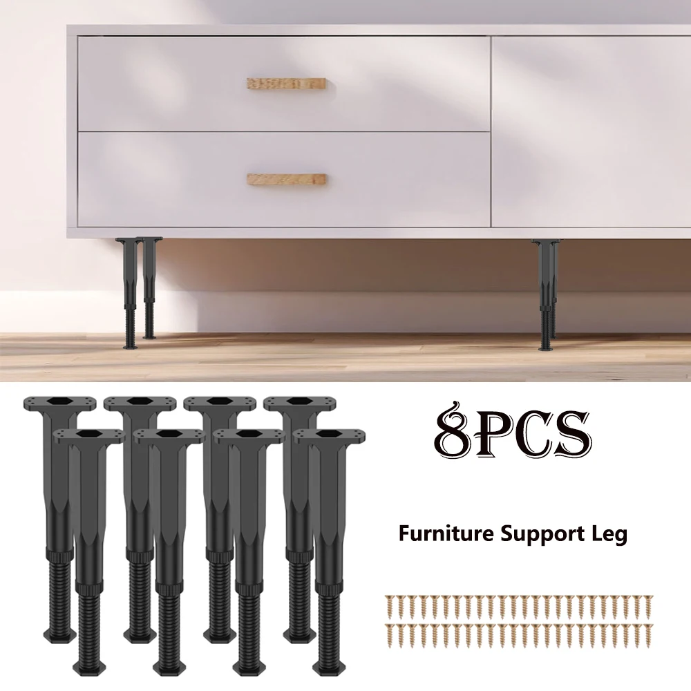 

8Pcs Furniture Support Legs Height Adjustable 7.8-15 inch Bed Board Frame Wider Base Bed Frame Support Legs for Cabinet Table
