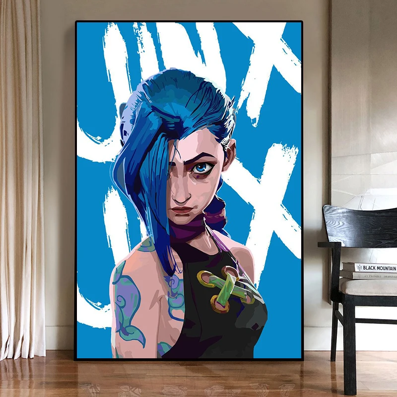 

Anime League of Legends Jinx Poster Anime Arcane Series Manga Canvas Painting Wall Art Picture Print For Living Room Decorative
