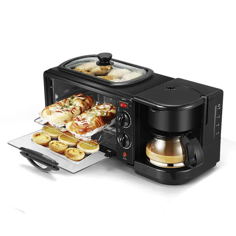 1L 3 In 1 Electric Breakfast Machine Multifunction Rice Cooker 8L Bake Oven Frying Pan Household Bread Pizza Oven Noodles Boiler