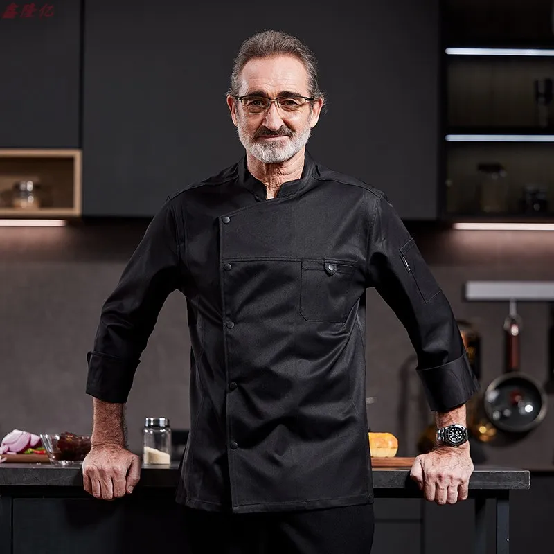 Uniforme de Chef de Hotel, ropa de trabajo para Chef de restaurante, pastelería, panadero, restaurante occidental, camarero, ropa de cocina de otoño