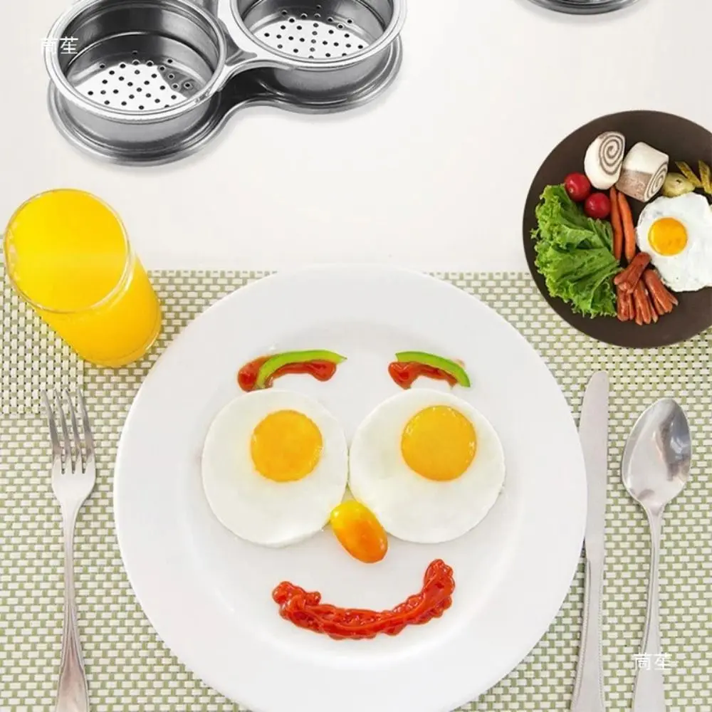 Stainless Steel Poached Egg Maker Non-Stick with Spring Handle Eggs Cooker Fast Heating 3 Grids Egg Poaching Pan Baking