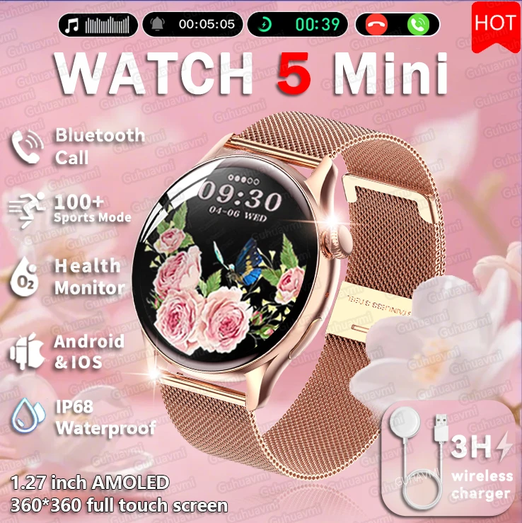 

2026 New NFC Smart Watches Ladies 360*360 HD Screen Heart Rate GPS Track Sports Voice Calling Smartwatch Women For Android iOS