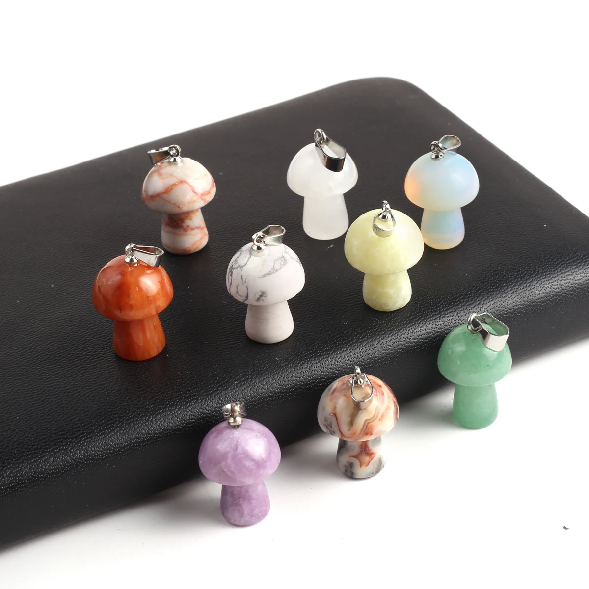 Wholesale Price Random Mixed Color Mushroom Shaped Natural Agate Amethyst Pendant Jewelry Making DIY Necklace Accessories Gift