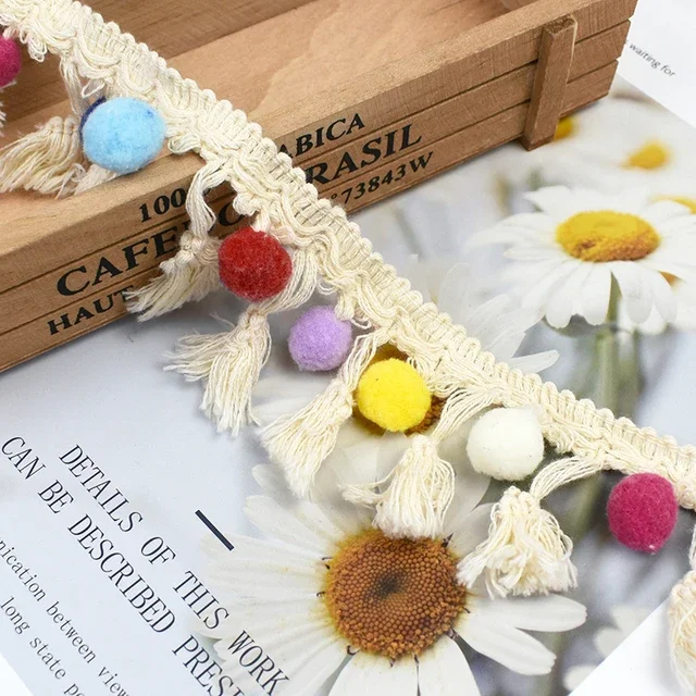 1/2meter meetee Pompom Trim Ball Quaste Spitze Stoff Baumwolle gestrickt Perlen band DIY Handwerk Home Decoration Näh zubehör