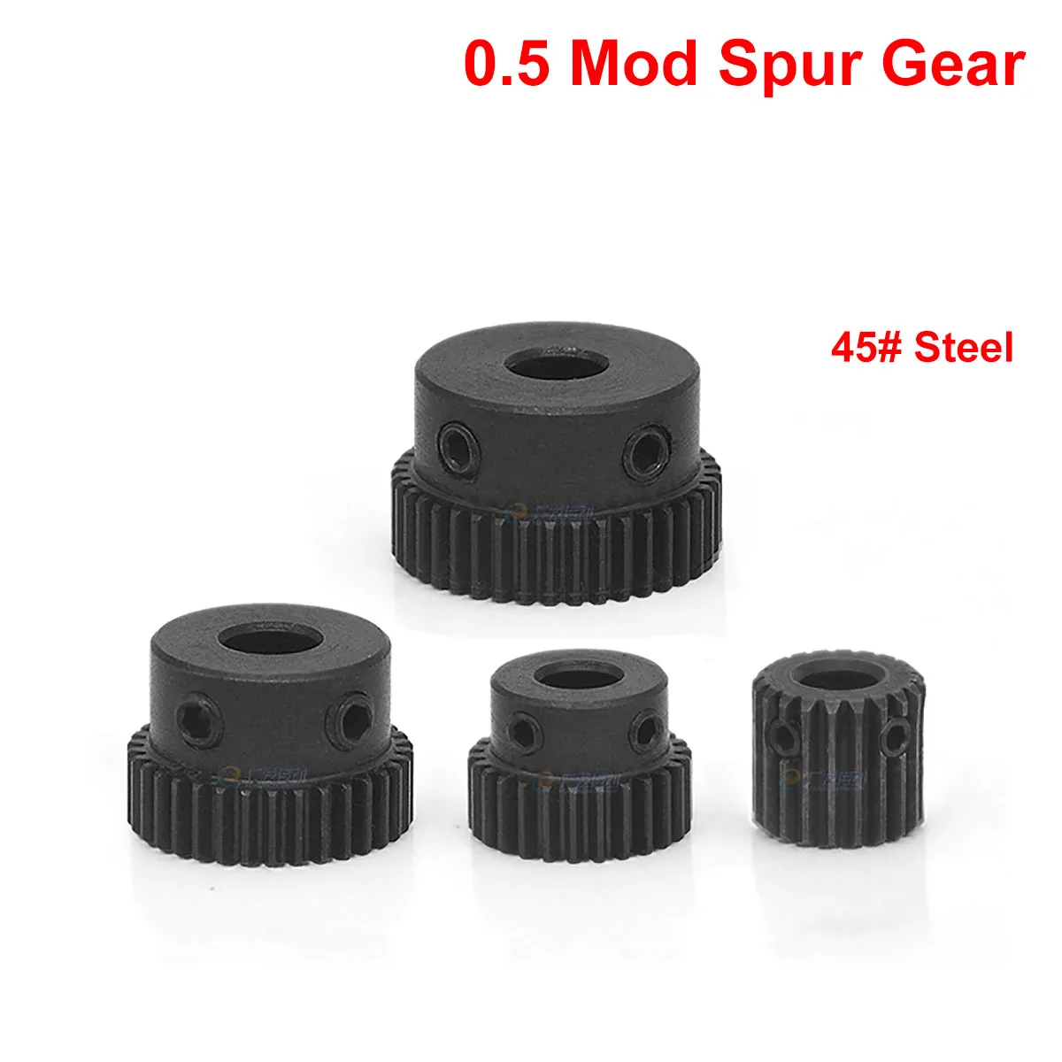 Spur Gear 0.5M 20T - 34T Metal Transmission Gear 45# Steel 0.5 Modulus Pinion Gears Bore 4 5 6 6.35 8mm Surface Blackening