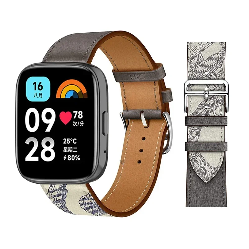 22mm Leather Strap for Redmi Watch 3 Lite Band Correa for Xiaomi MiBand 3 Active Wristband Bracelet 20mm Smartwatch Accessories