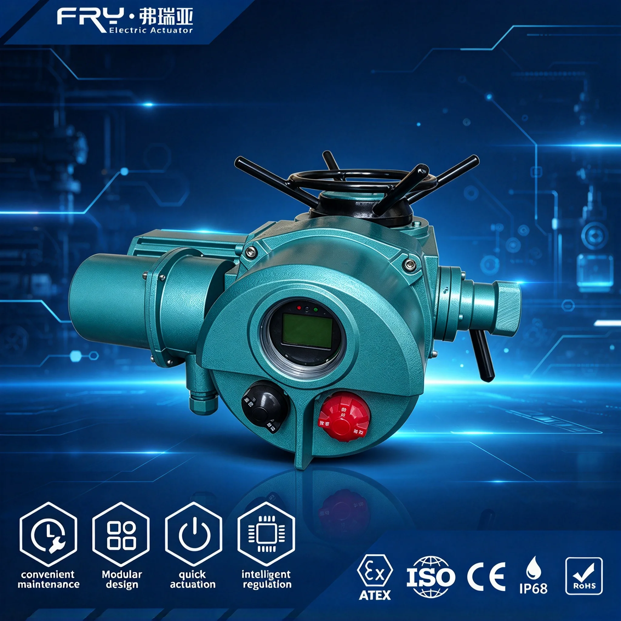 DZW60 DZW90 Multi Turn Electric Gate Valve Actuator Motorized With IP68 ATEX Position Indicator For Water Media