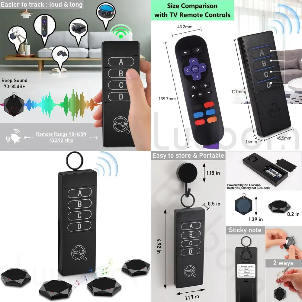 

Высокочувствительные метки-трекеры (80 дБ+) с радиусом действия 50 м, для поиска кошельков и домашних животных, 1 передатчик и 4 приемника