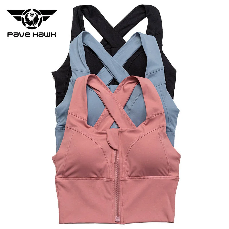 Sports Tank Top Women Shockproof Zip Beautifying The Back Yoga Clothes Outdoor Cycling Running Fitness Wide Shoulder Strap