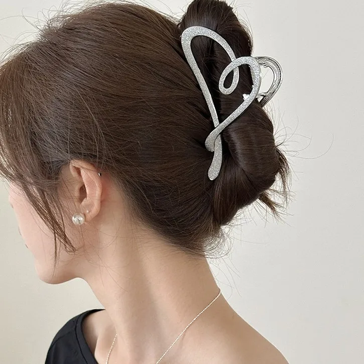 

Premium Acrylic Shark Hair Claw Glitter Heart Irregular Big Size for Thick Hair Back Head Ponytail Updo