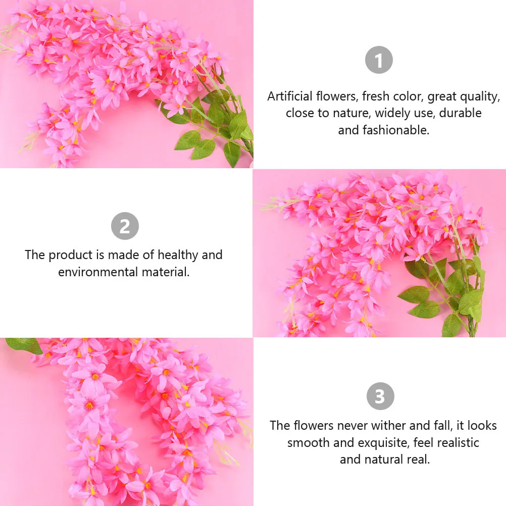 2 قطعة زهرة اصطناعية الكرمة جارلاند لون جديد محاكاة الأزهار ديكور لحفل زفاف ديكور غرفة مكتب المنزل #6