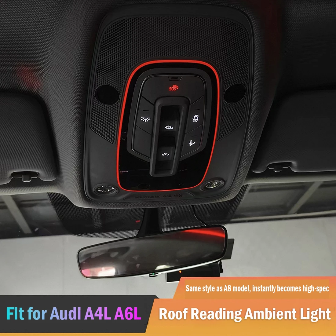 A8-Stil 30-Farben-Synchronisations-Ambientelicht für Audi A6L A7L 2019-2025 Auto-Innenraum Dachleuchte Glasfaser-Deckenleuchte