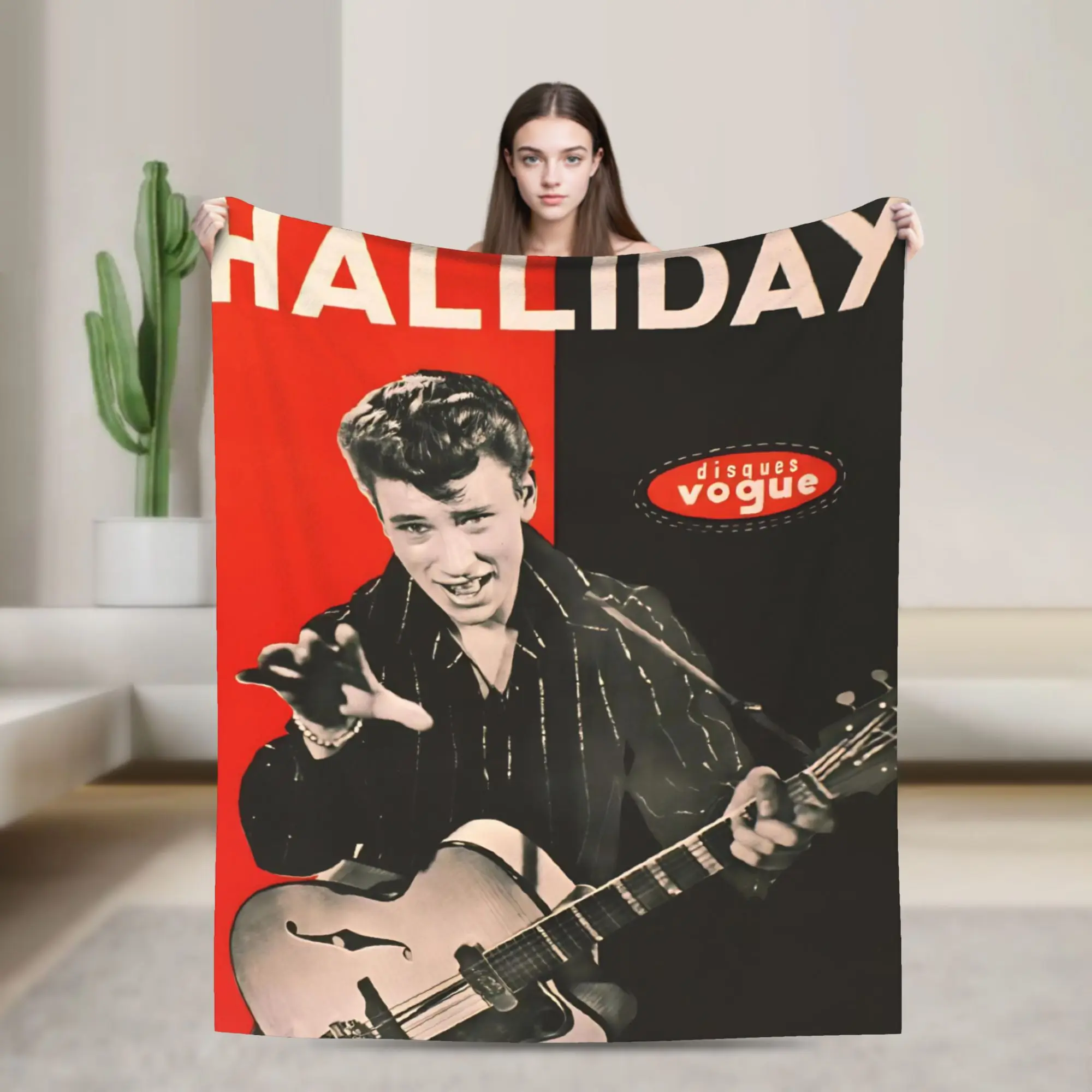 

Rock Star Johnny Hallyday Blanket Travel Office Flannel Throw Blanket For Bedroom Soft Customized Quality Bedspread Gift Idea