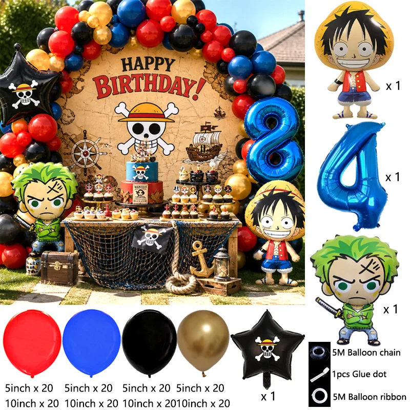 One Piece Character Balloon Arch Bouquet Globos Happy Birthday Anime Party Ornament Set view 5