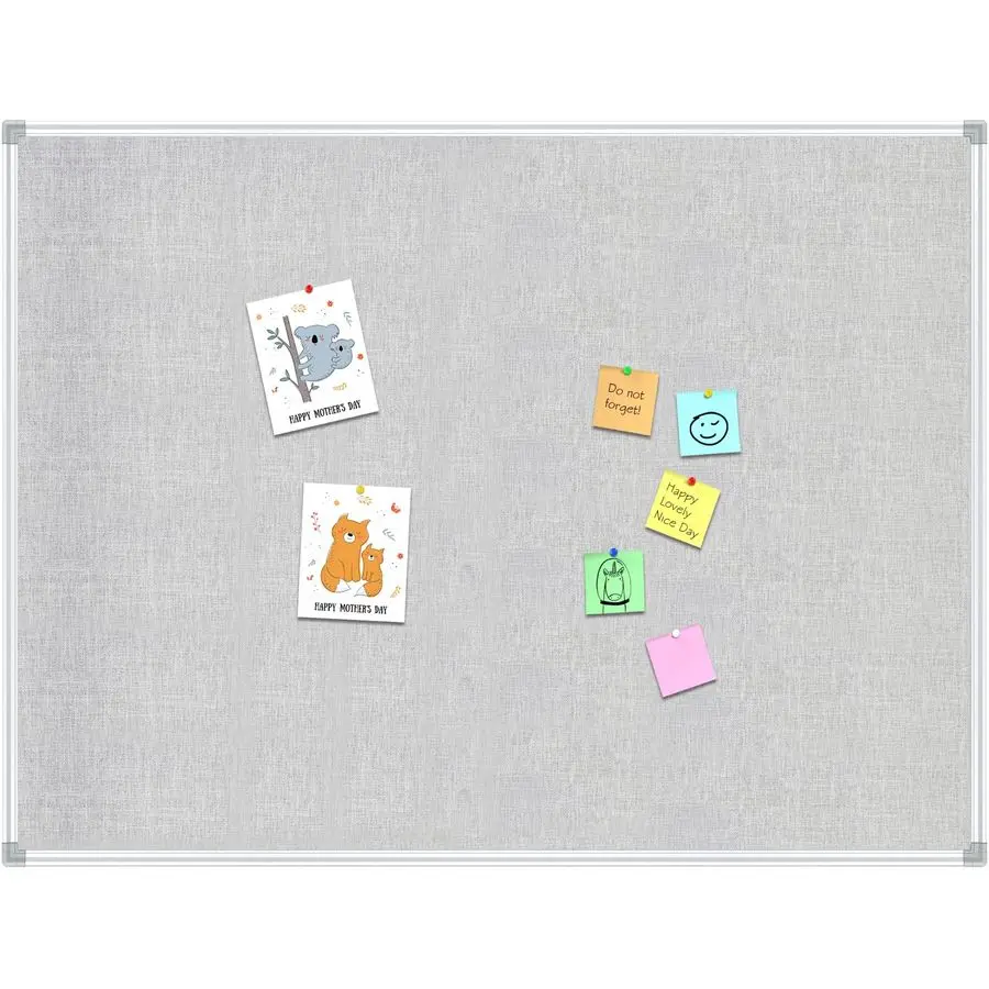 

Доска объявлений из льняной пробки, светло-серая льняная ткань в рамке, 48 x 36 дюймов, серебряная алюминиевая рама, стена объявлений для сообщений