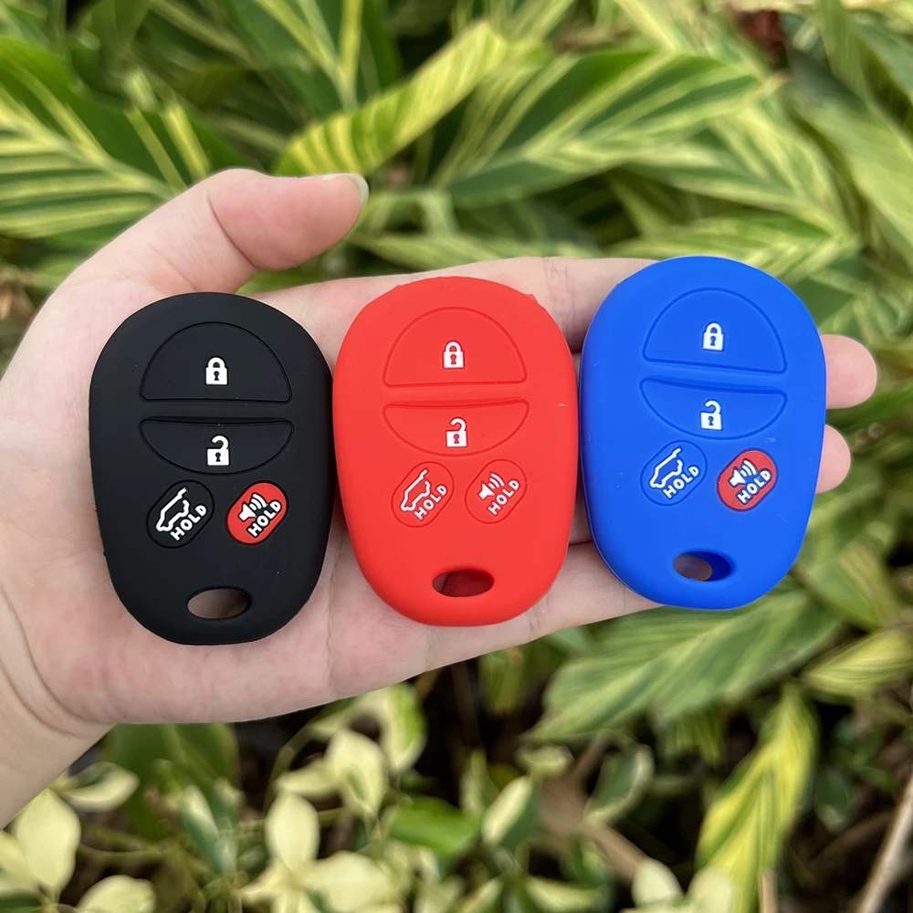 4 Buttons Silicone Car Key Cover Case Protect Rubber Skin Shell for Toyota Camry Sequoia Avalon Sienna Keychain Auto Accessories