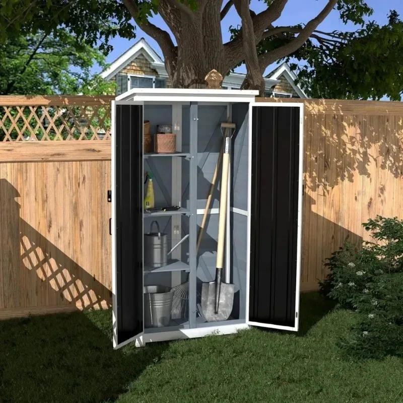 Outdoor Storage Cabinet Wood & Metal Garden Shed with Waterproof Roof and Sturdy Lockable Doors 66