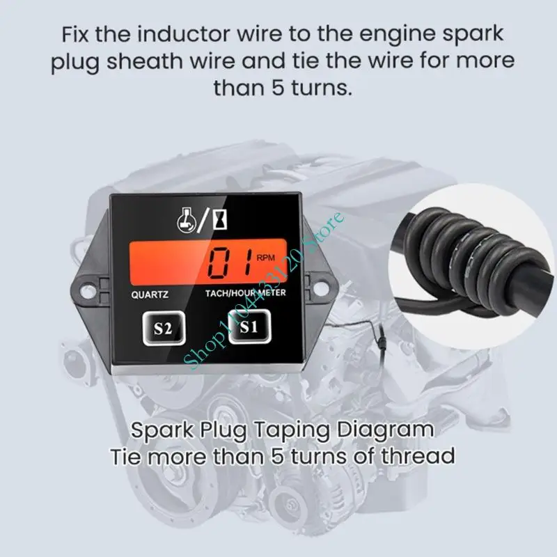 Waterproof ATV Motorcycle RPM Gauge Hour Meter With Clear Display And Shockproof ABS Material Suitable for Small Engines