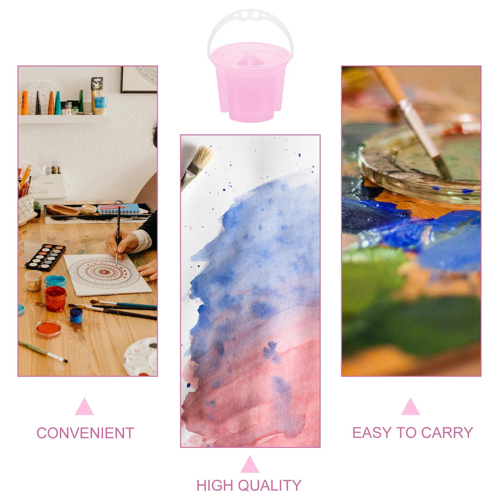 

2pcs Wash Pen Basin Durable Multi Functional Washing Brush Mixing Color Artist Kids Painters Pink Watercolor Painting Tools