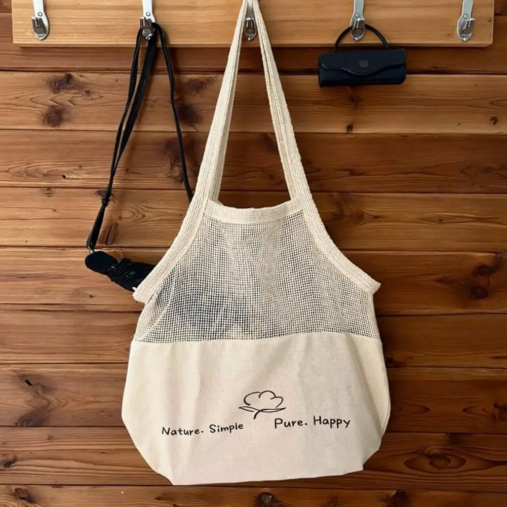 Stylish Casual Handbag Splicing Large Capacity Tote Bag, Reusable Cotton Washable Canvas Grocery Bag for Shopping