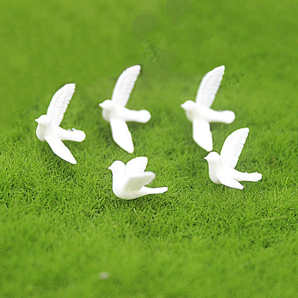 5Pcs 1/12 Doll House Miniature Resin White Dove Simulation Animal Model for Mini Decoration Dollhouse Accessories