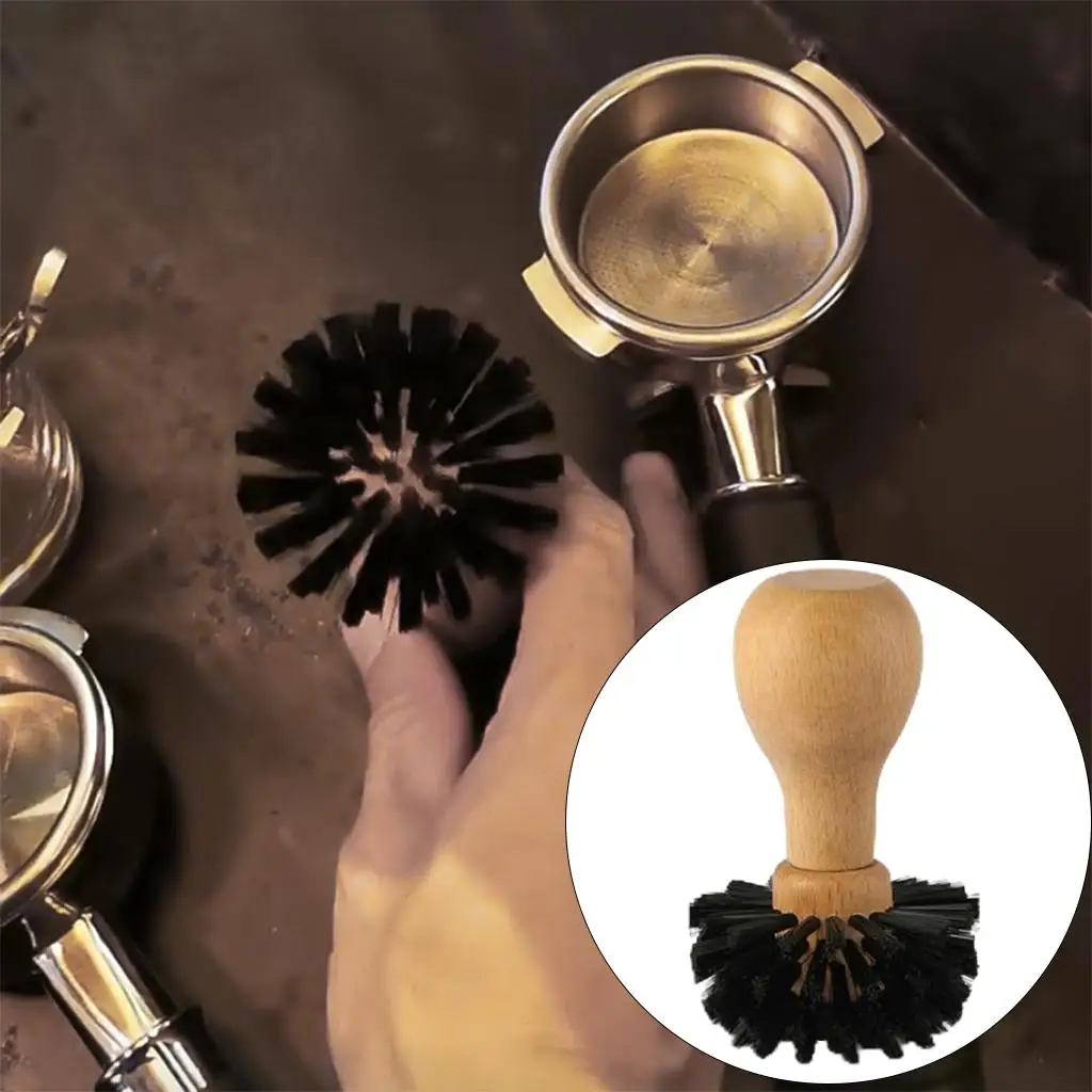 

Protable Espresso Tamper Cleaning Brush Coffee Grinders Cleaning, with Wooden