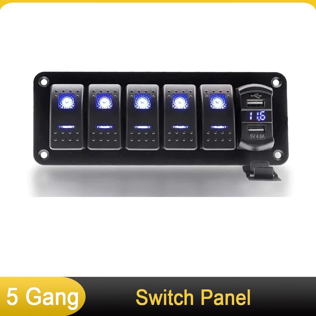 5 عصابة لوحة التبديل، 12 فولت/24 فولت تبديل لوحة التبديل الروك 4.8A المزدوج شاحن USB الروك التبديل لسيارة شاحنة قارب البحرية