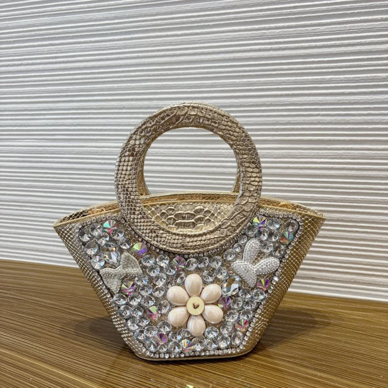 

New style basket bag Handbag for European and American banquets, cheongsam, rhinestone chain crossbody bag