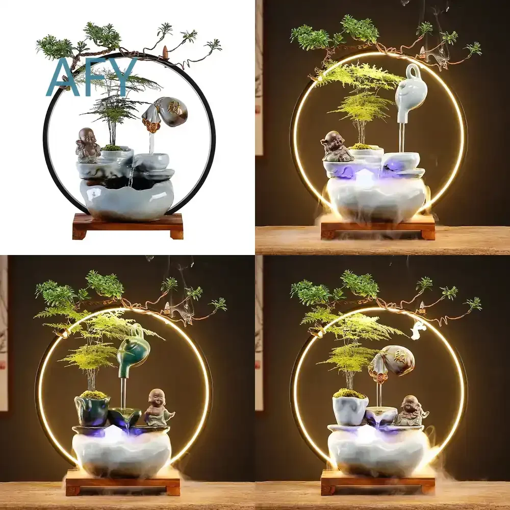 Creativity Backflow Figurine Incense Holder for Buddha Statue Stand Mini Waterfall Incense Burner Home Decor Aromatherapy