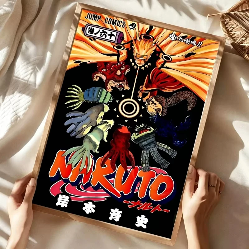 N-Naruto Anime Hot Blood Ninja Magazin-Cover Poster Leinwandgemälde für Zuhause Wohnzimmer Schlafzimmer Bar Café Wandkunst Dekoration – Detail 17