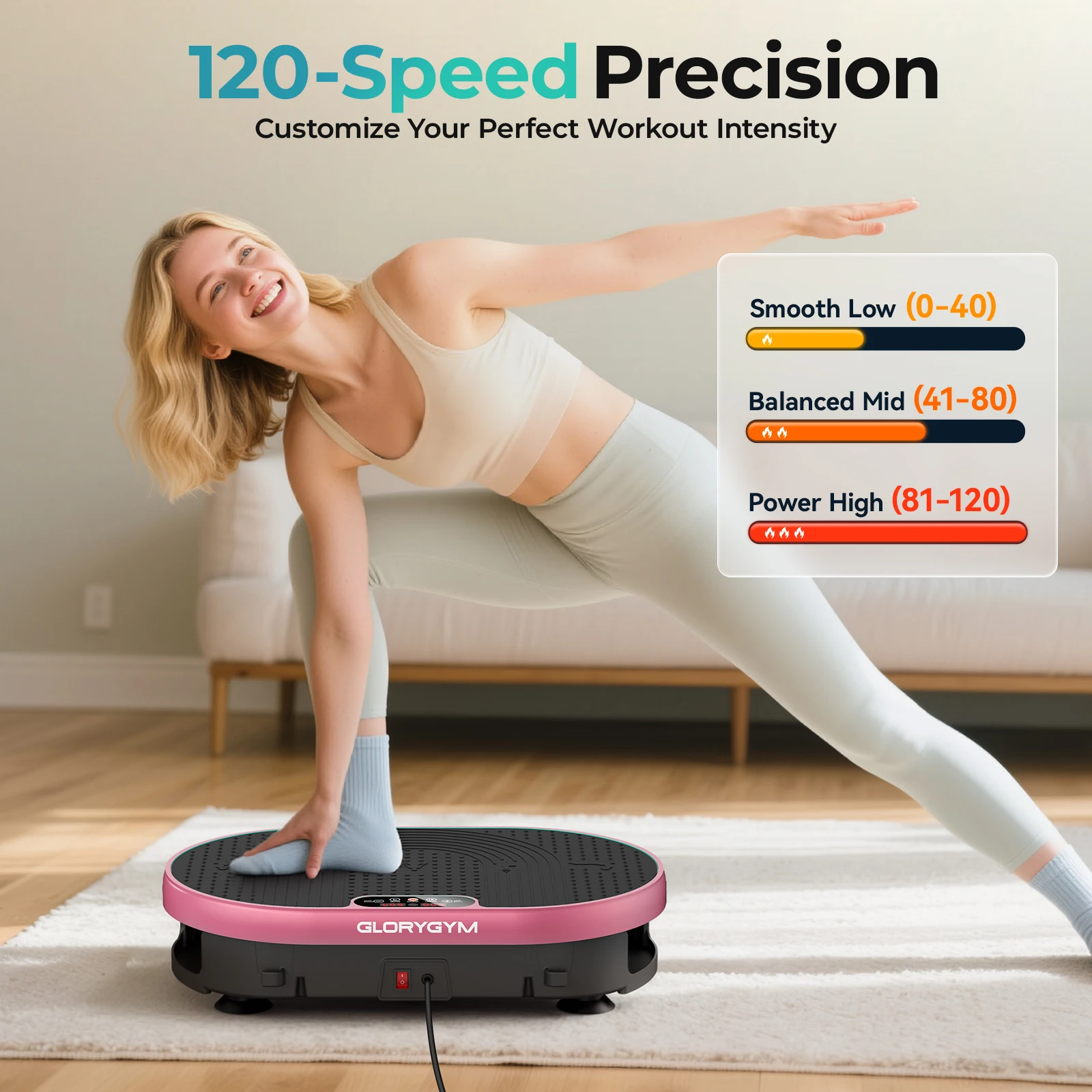Vibration Plate Exercise Machine 120 Speed Levels Remote Control Whole Body Workout Power Vibration Platform Muscle Relaxation