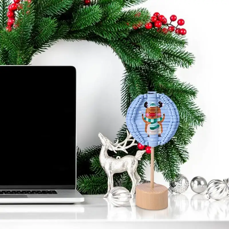 อมยิ้มไม้การตกแต่งบ้านคริสต์มาสหมุนได้สองด้านของเล่นหมุนประสาทสัมผัสของเล่นไม้สำหรับห้องนอนห้องเรียนห้องเด็ก