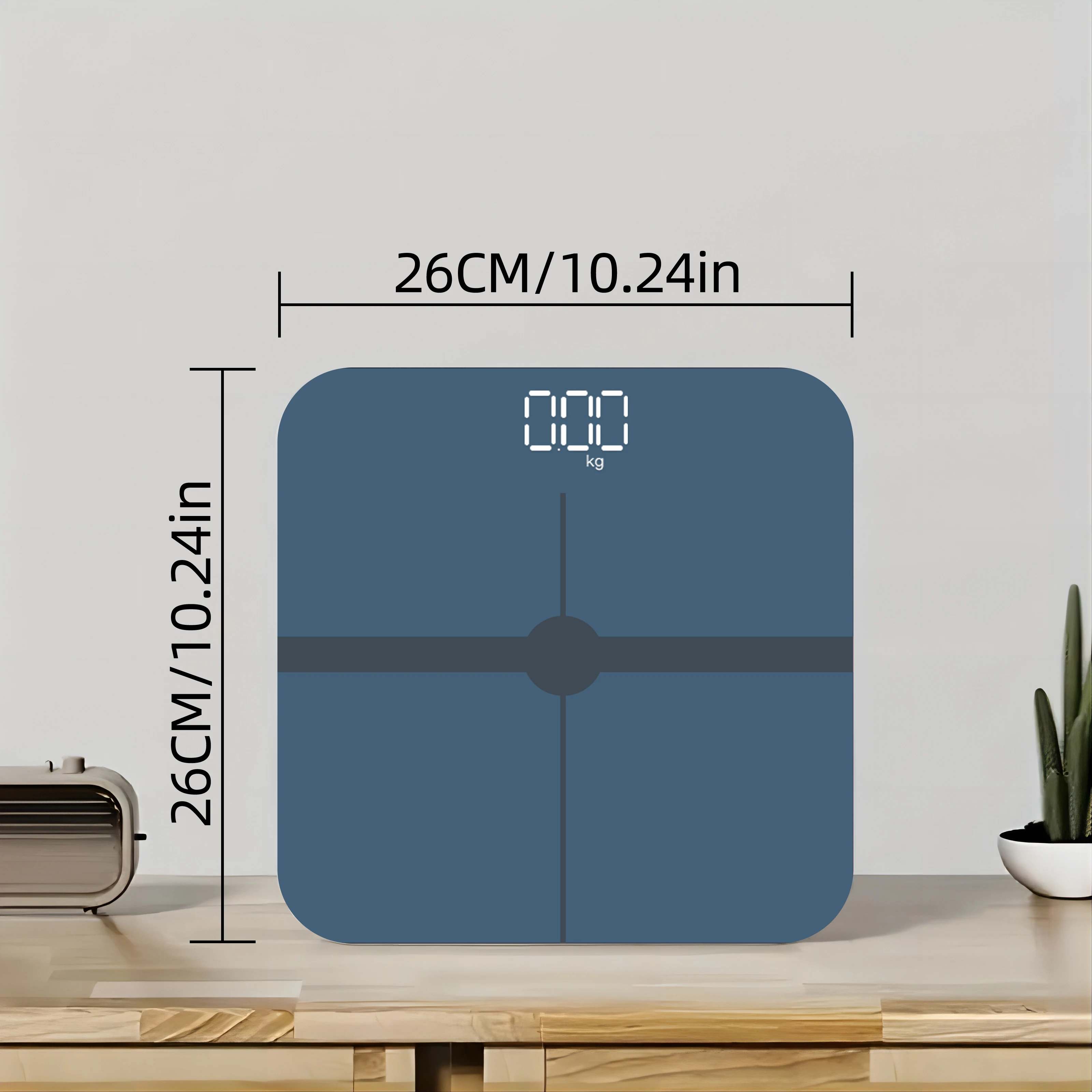 Blue digital Bathroom Scale for Body Weight, Smart Scale with LCD display, temperature display High Strength Tempered Glass