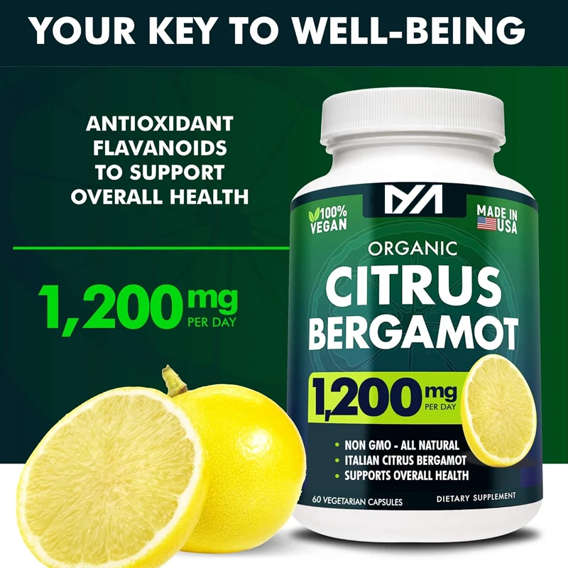 Citrus Bergamot 1200mg 60 Capsules - Natural Supplement with Pure High Potency Bergamot Extract