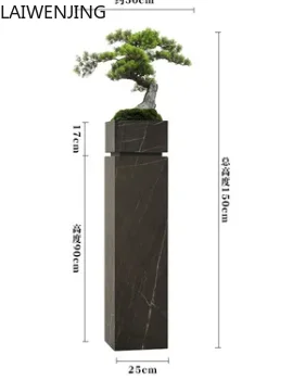 HLZ Floor-standing Flower Pot Artificial Welcoming Pine Bonsai Tea Room Zen Micro Landscape Ornament