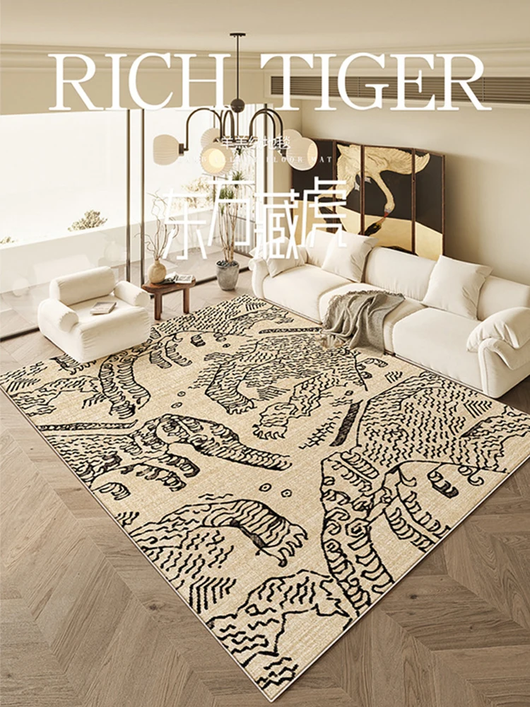 

Chinese Style Tiger Pattern Area Rug Living Room Vintage Carpet for Bedroom Decor Anti-slip Study Parlor Coffee Table Floor Mat