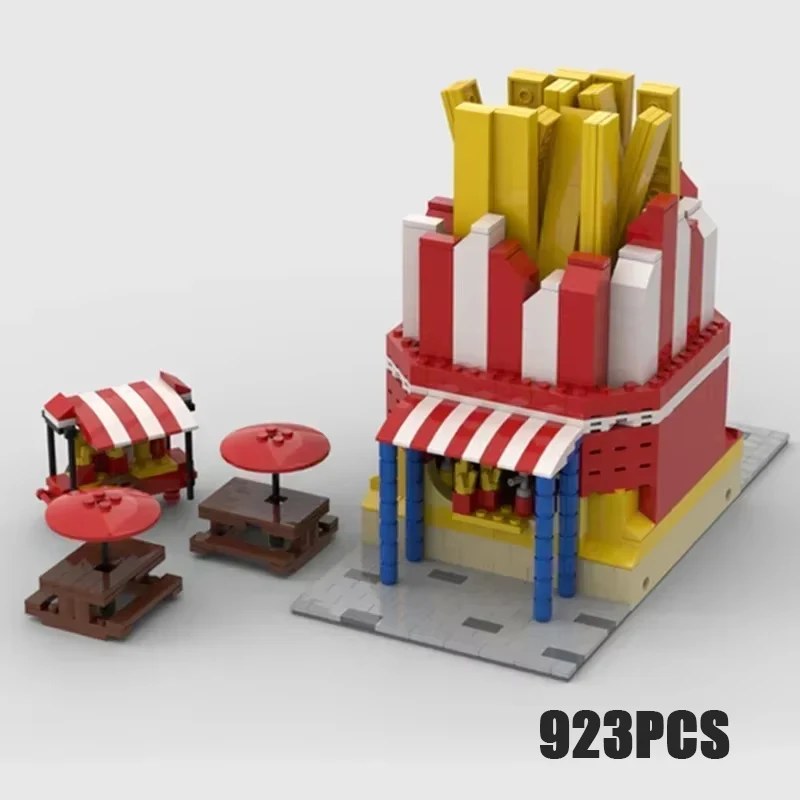 City Street View Model Moc Building Bricks French Fries Stand Technology Modular Blocks Gifts Christmas Toys DIY Sets Assembly