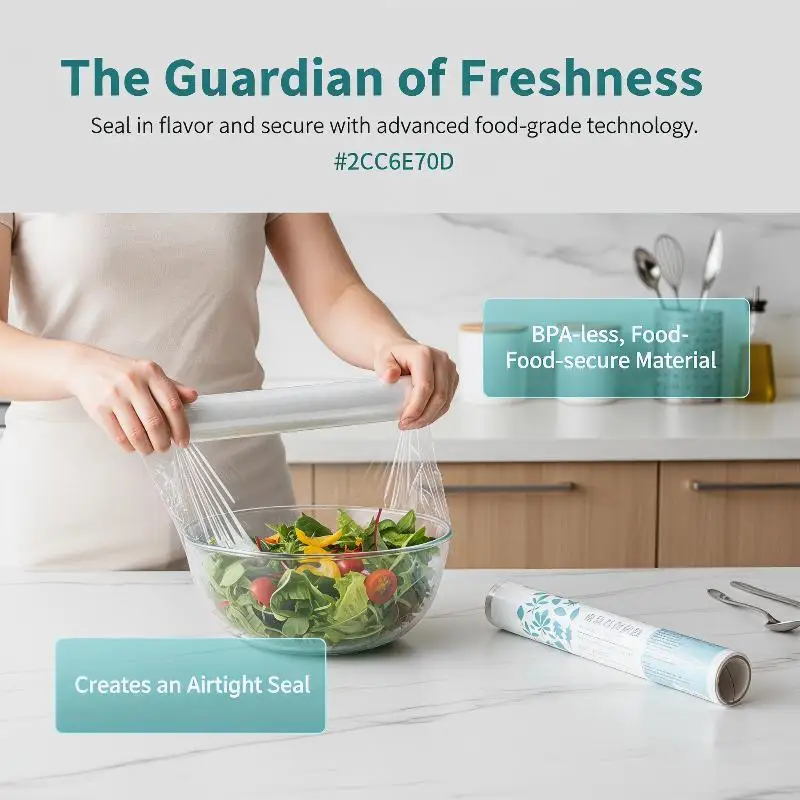 1PCS Cling Film Clear PE Disposable Microwavable Small Roll Food Wrap Keep Food Fresh For Kitchen Refrigerator 30cmx10m